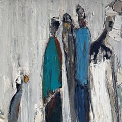 Immagini realistiche: Acrilico figurativo-astratto su tela, cremisi, 36 x 48 pollici