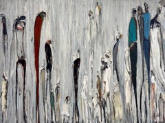 Immagini realistiche: Acrilico figurativo-astratto su tela, cremisi, 36 x 48 pollici