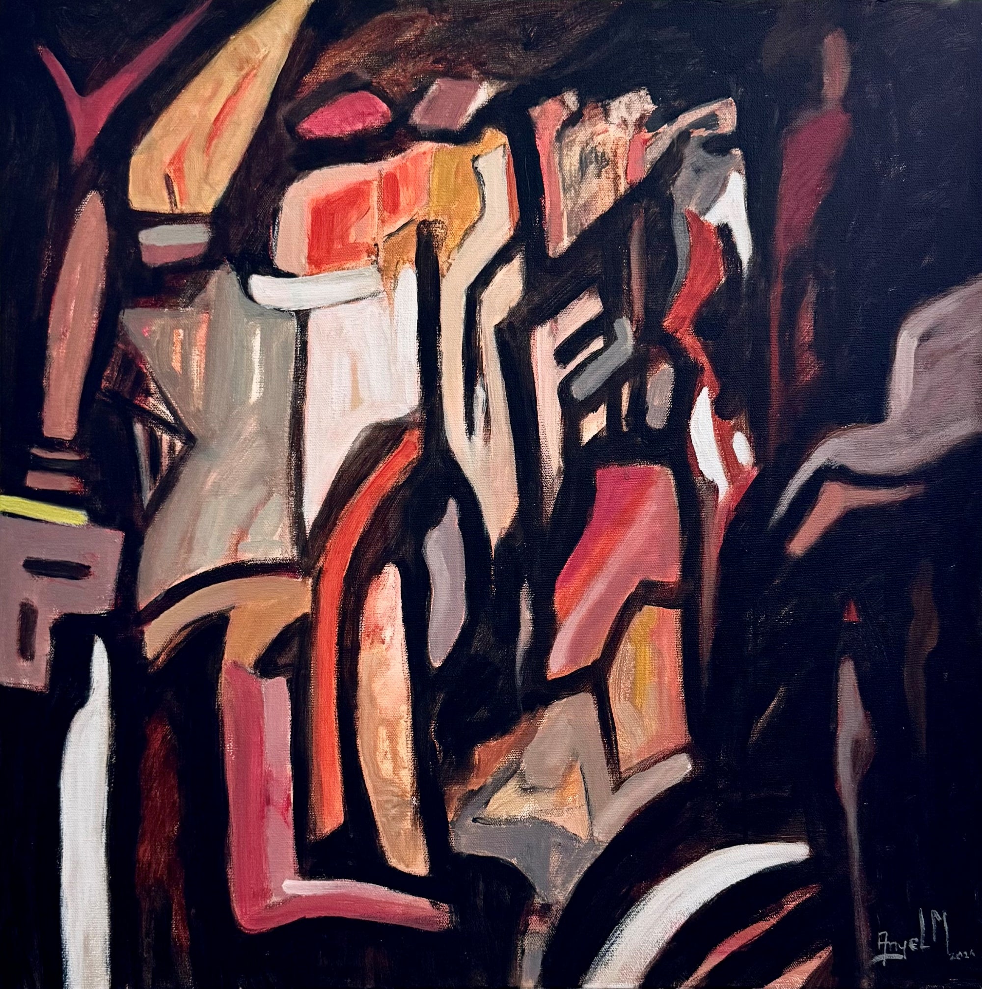Mario Angel - The Fighter - Acrylic Painting on Canvas, Abstract, 24in ...