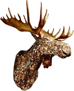 Moose Head Mount mixed media sculpture by Kirsten Kainz