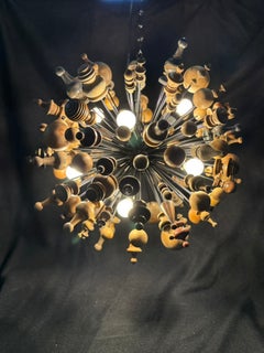 Skulpturaler Kugel-Kronleuchter „Norwegian Wood“, rund, 26"