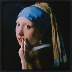 Girl with a Pearl Earring Smoking - Fine Art Photography, Limited Edition Print