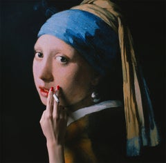 Girl with a Pearl Earring Smoking - Fine Art Photography, Limited Edition Print