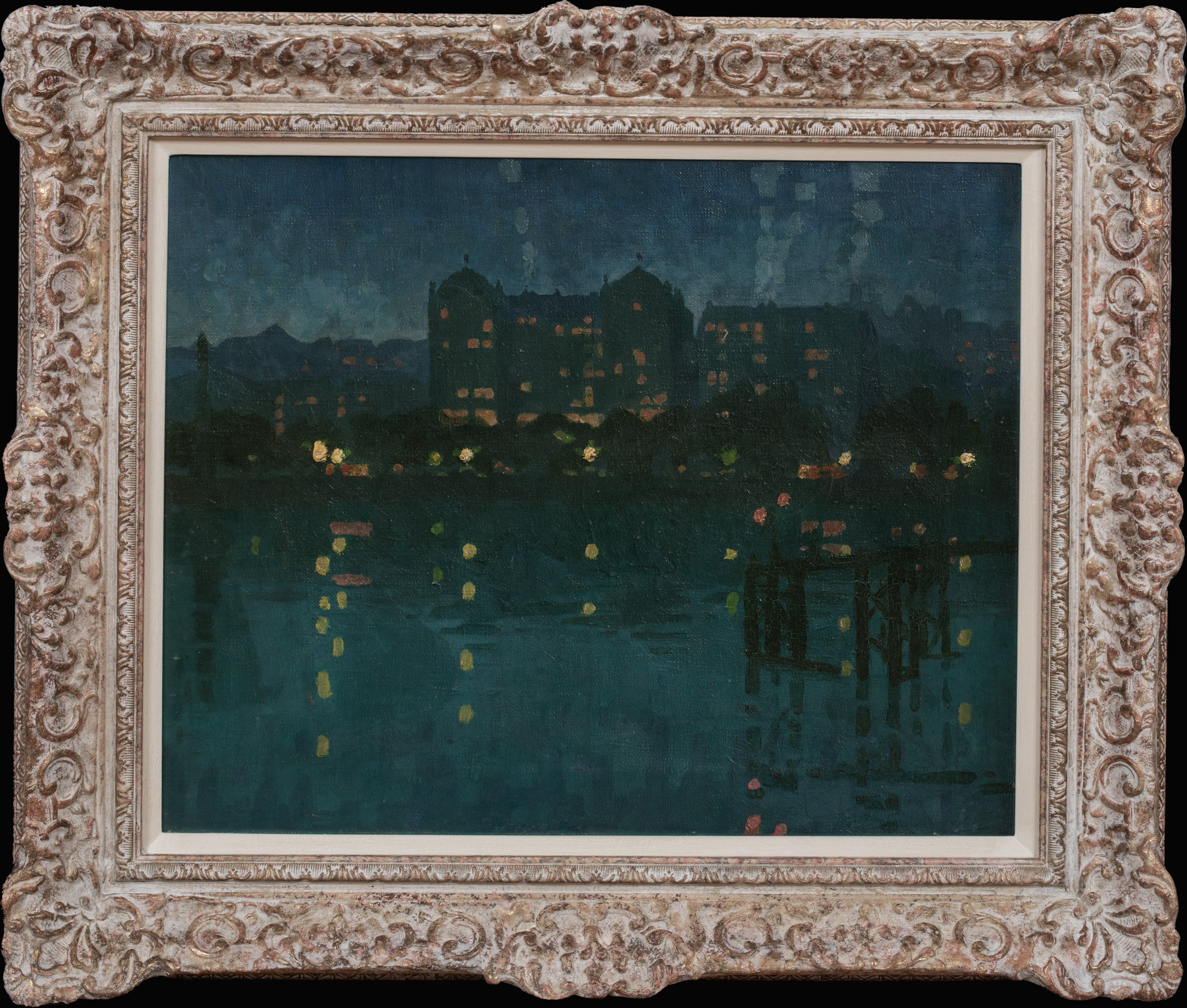Unknown Portrait Painting - Nocturne of The City From The River, circa 1900 European School