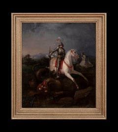 Saint Georges et le dragon, école britannique du XVIIIe siècle