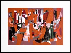 Mid-Century French Gouache Tapestry Design, Abstract Woodland, Les Châtaigniers