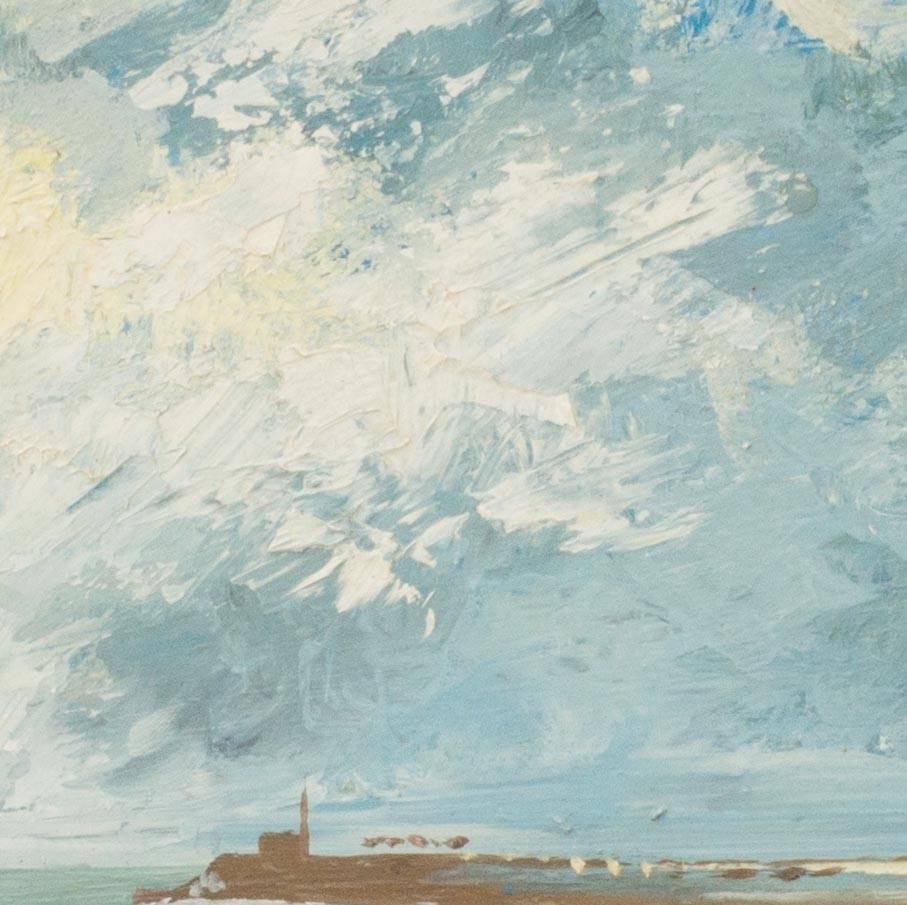 Scène de plage - Post-impressionnisme Painting par R E Banwell