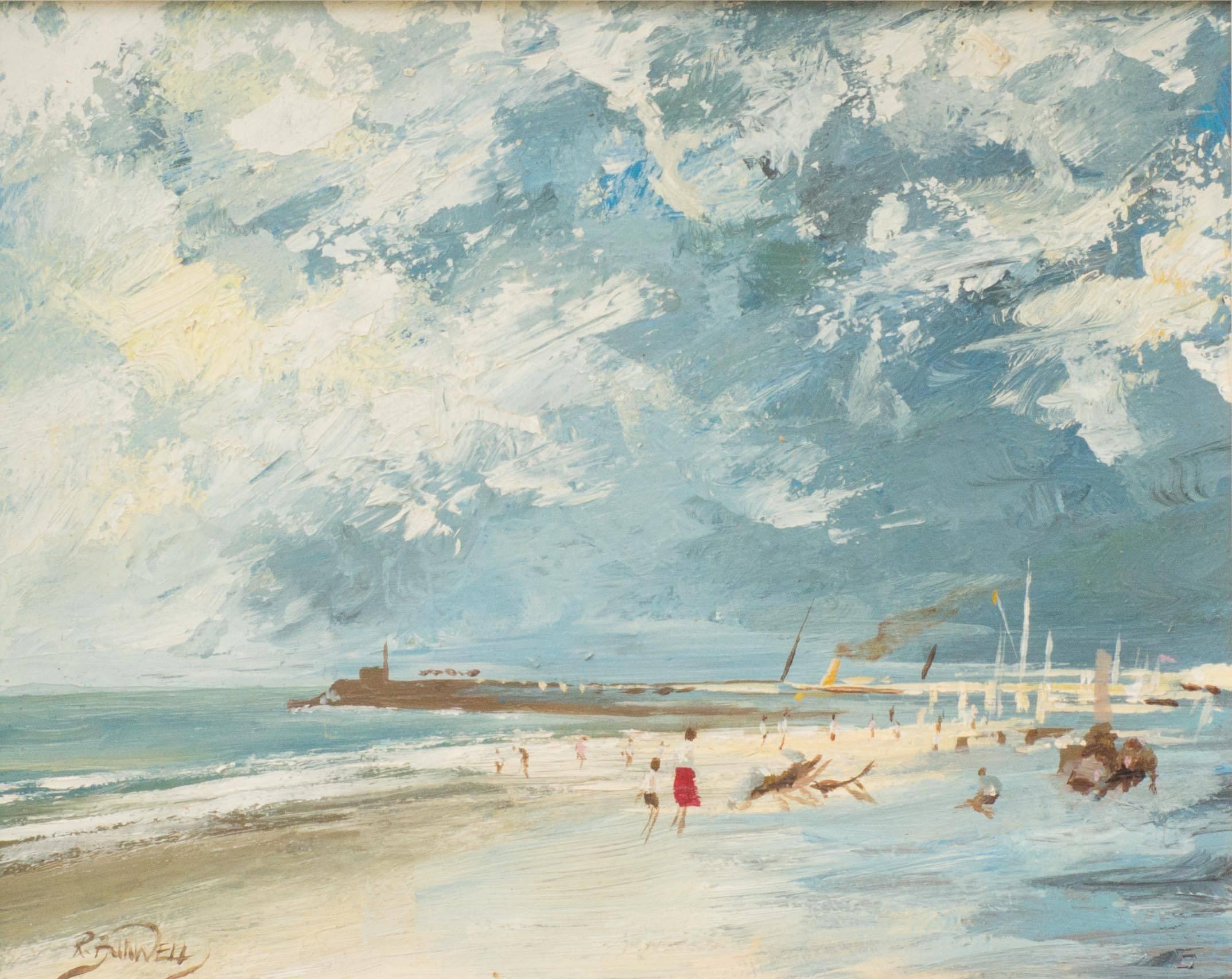 Scène de plage - Painting de R E Banwell