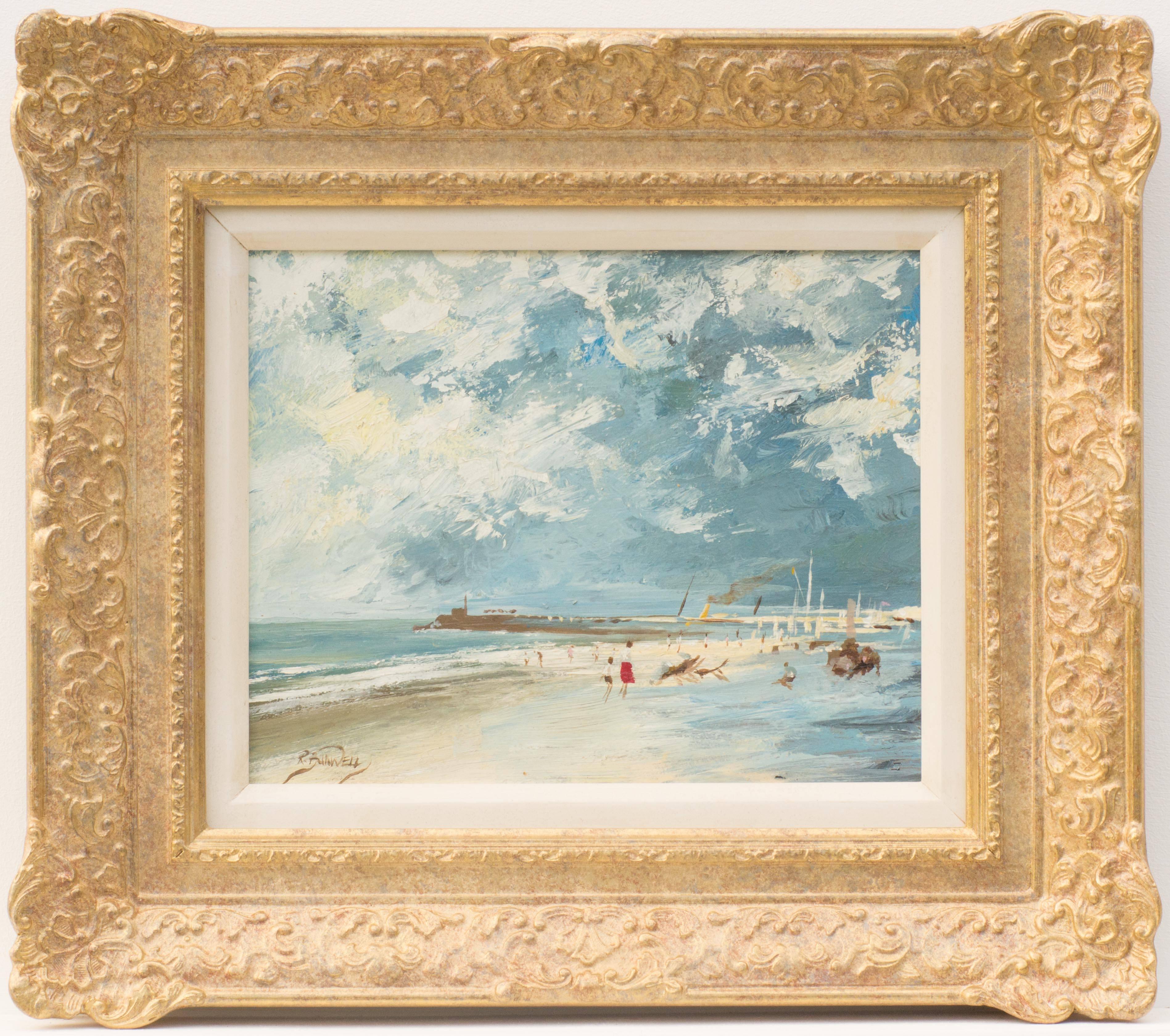 Landscape Painting R E Banwell - Scène de plage