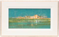 Abstract Cityscape in Blue Green and White