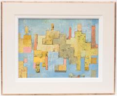 Abstract Cityscape in Blue, Yellow and Orange