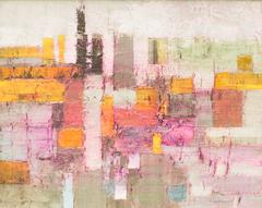Abstract Cityscape in Pink, Yellow and White