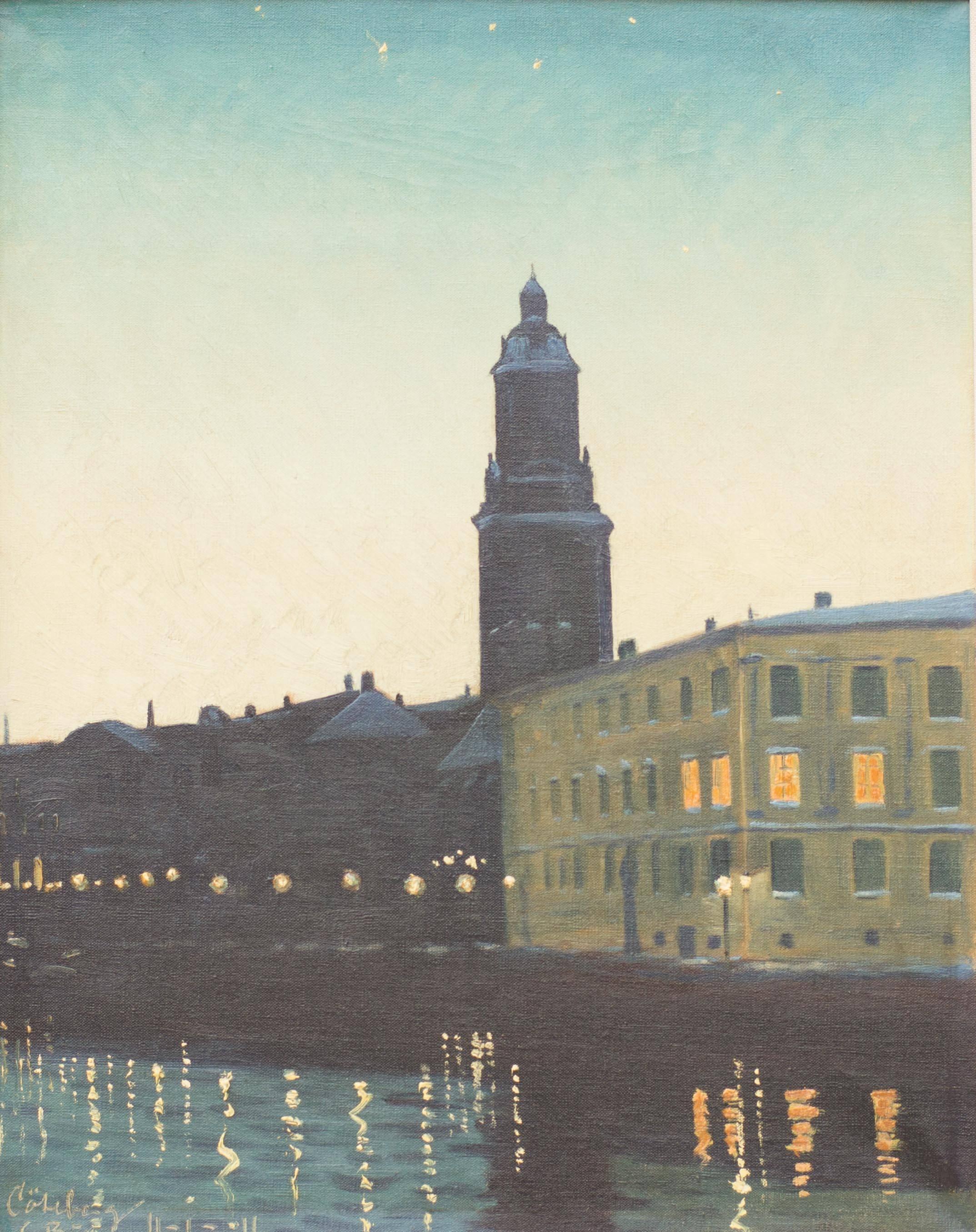Nightfall in Goteborg - Painting by Unknown