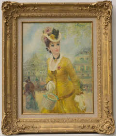 THE YELLOW DRESS - OIL ON CANVAS - C. 1960