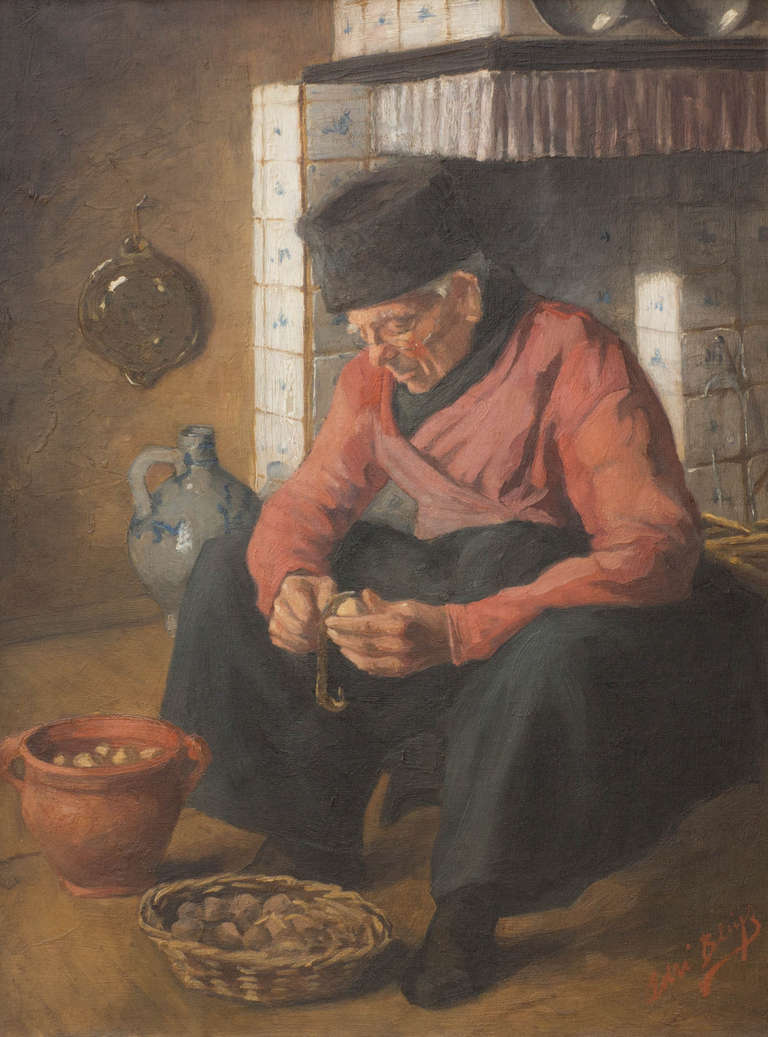 Preparing the Potatoes, Oil on Canvas For Sale 1