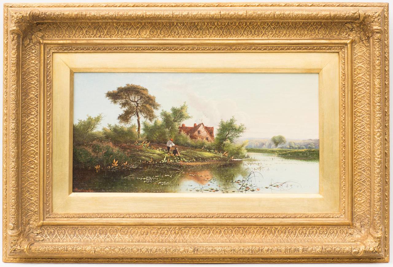 Edwin H Boddington Landscape Painting - A Backwater, Sonning-on-Thames