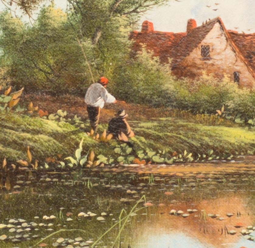 A Backwater, Sonning-on-Thames - Victorian Painting by Edwin H Boddington