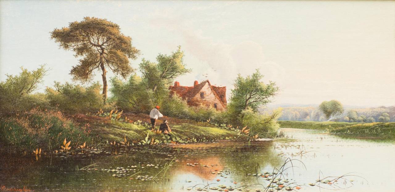 A Backwater, Sonning-on-Thames - Painting by Edwin H Boddington