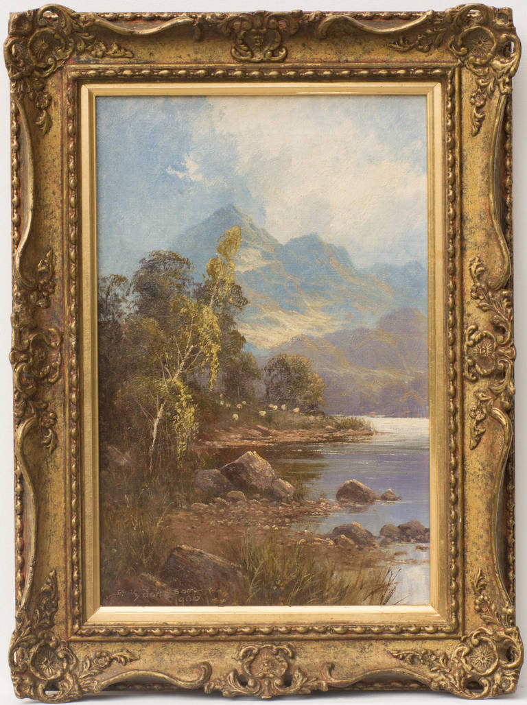 Sidney Yates Johnson Landscape Painting - Mountainous River Landscape