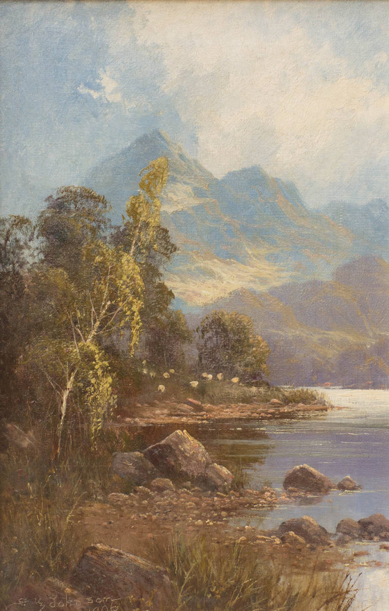 Mountainous River Landscape - Painting by Sidney Yates Johnson