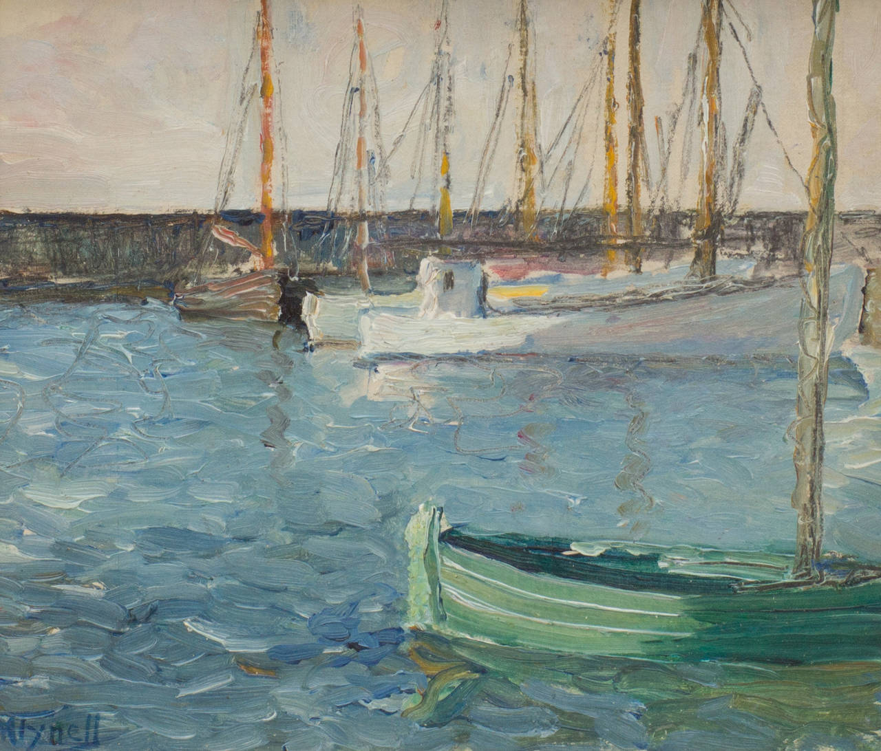 Boats in the Harbour - Painting by Martha Tynell
