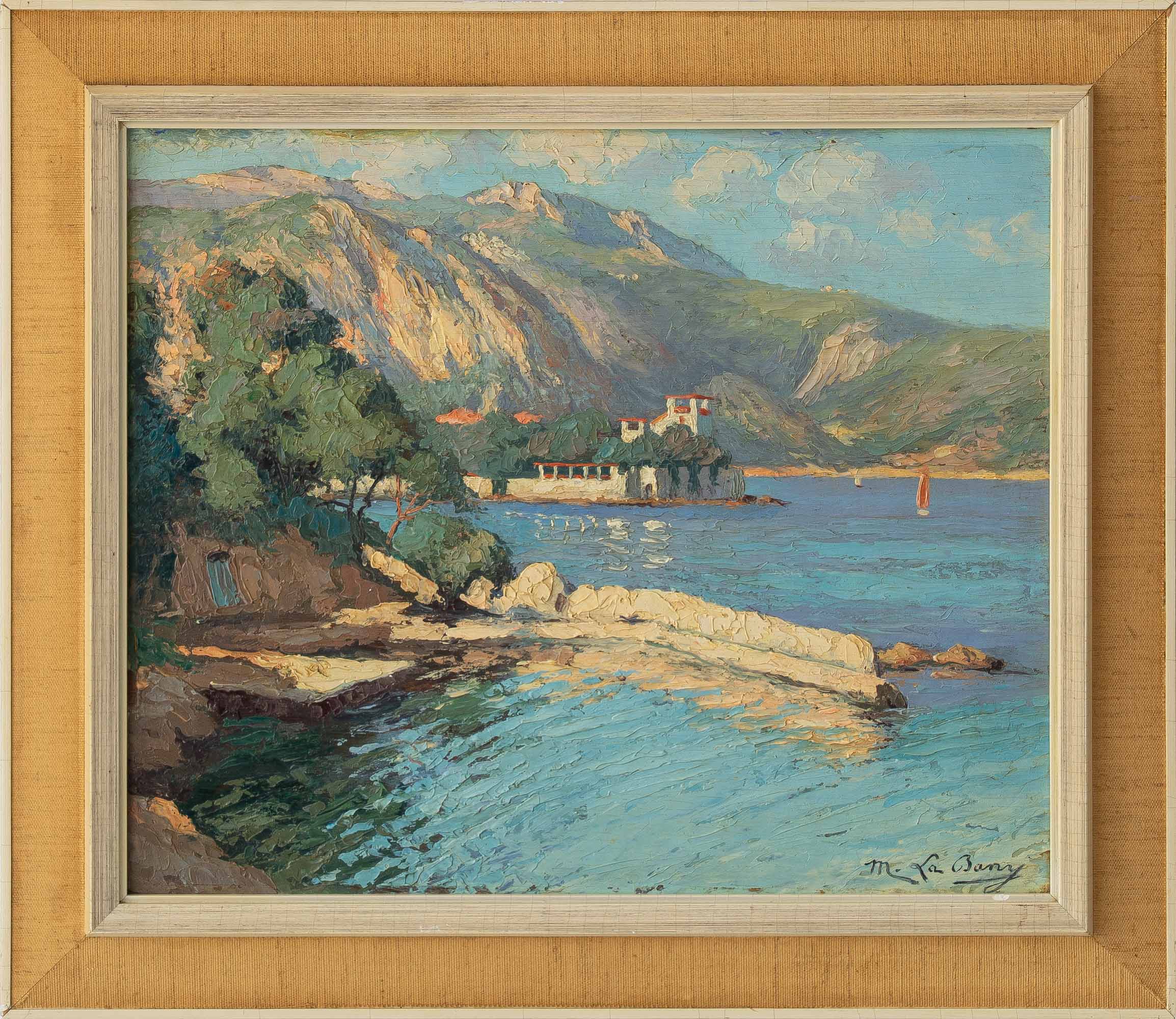 French Riviera, Impressionist Mediterranean Coastal Landscape Oil Painting