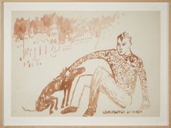 Miquel Barceló. Selbstportrait in Wien. 1982. Ink on paper. 36 x 50 cm.