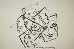 Miquel Barceló. 5 Mauvais Portraits. 1982. Tinte auf Papier. 36 x 50 cm.