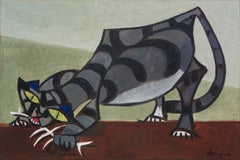 Oscar Domínguez. « Le Chat ». 1956-1957. Huile sur toile. 39 x 61 cm.