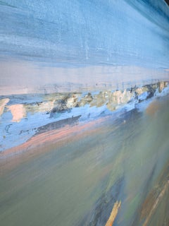 «Lluvia sobre la meseta», paisaje abstracto contemporáneo, pintura al óleo sobre papel
