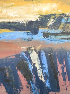 Gila Wilderness, paisaje abstracto contemporáneo, pintura al óleo sobre papel