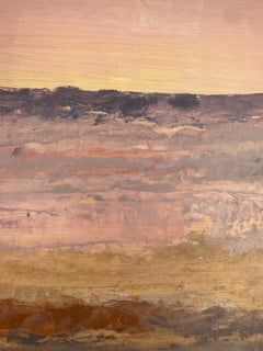 Alba nella terra dei rodei, astratto contemporaneo, dipinto a olio su carta