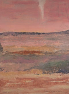 Alba nella terra dei rodei, astratto contemporaneo, dipinto a olio su carta