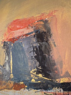 Seep Spring Canyon, Paesaggio astratto contemporaneo, Dipinto a olio su carta