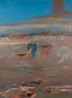 Le scogliere rosse del Rio Chamma, Paesaggio astratto contemporaneo, Dipinto a olio su carta