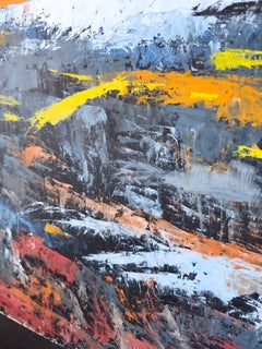 Fire and Ice, Contemporary Abstract Landscape, Oil Painting on Paper