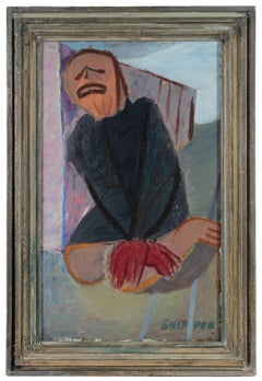 Kneeling Expressionist Figure, Oil Painting, Circa 1940