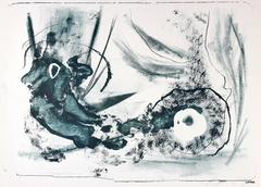 Mid Century Underwater Abstract Stone Lithograph