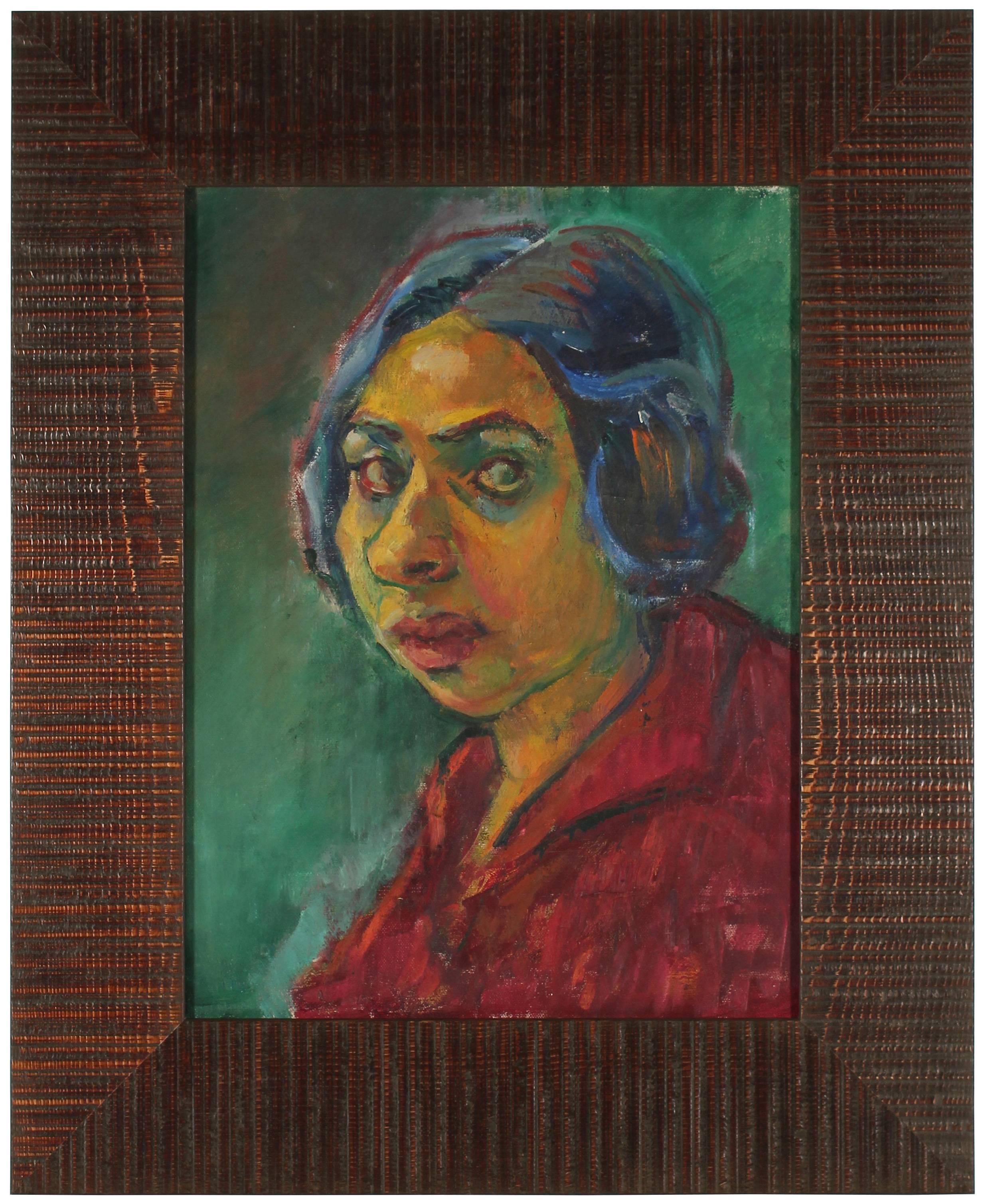 Martin Snipper Portrait Painting - Expressionist Portrait, Oil on Canvas, 1940s