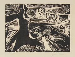 Monochromatic Linocut Abstract 3