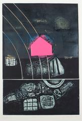 "Pink Step" Abstract Expressionist Collograph Print, 1973