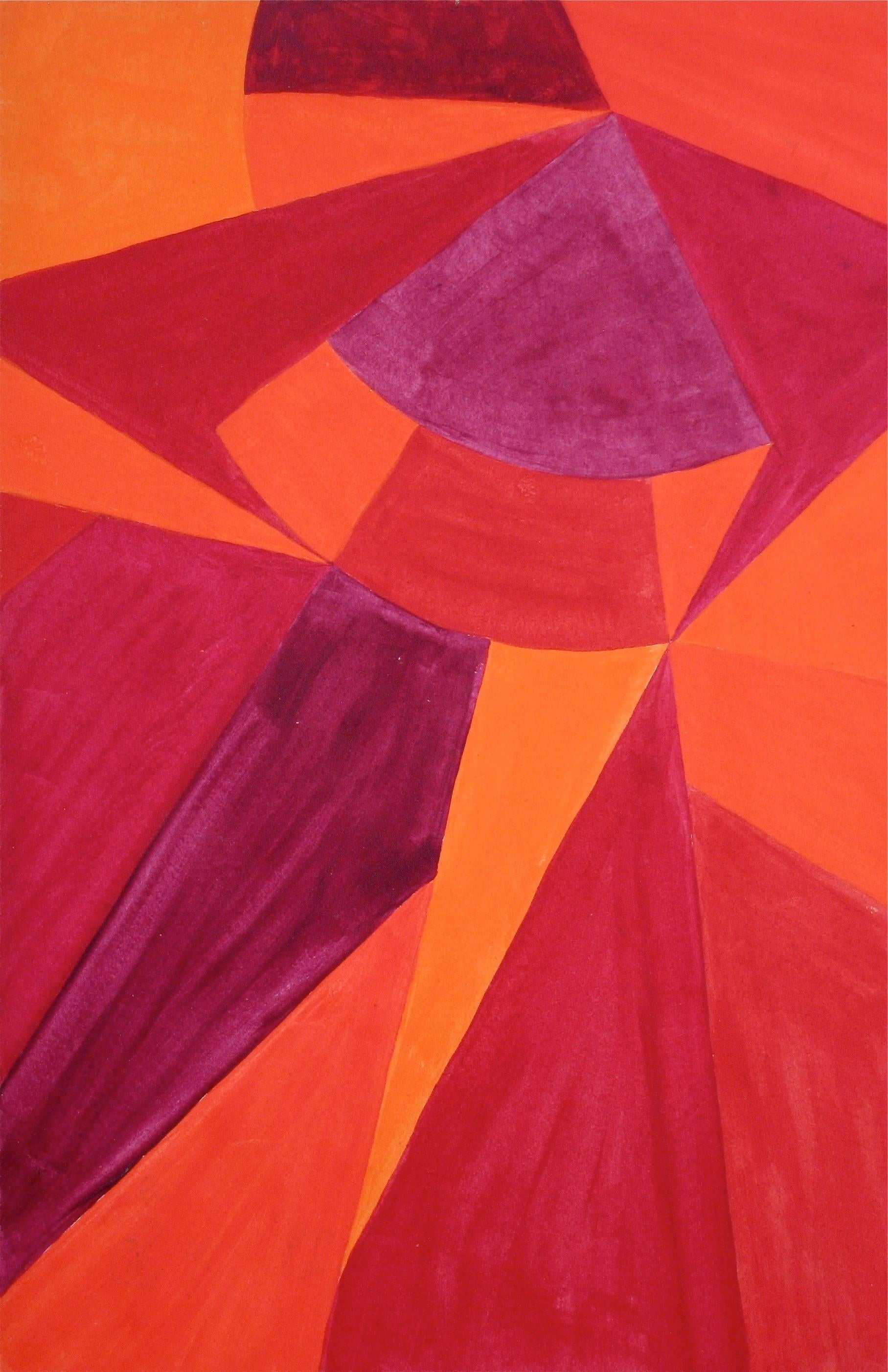 Alexandra Docili Abstract Drawing - Bright Geometric Abstract, Acrylic on Paper, Circa 1966