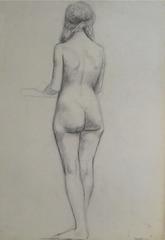 Academic Standing Nude Study in Charcoal