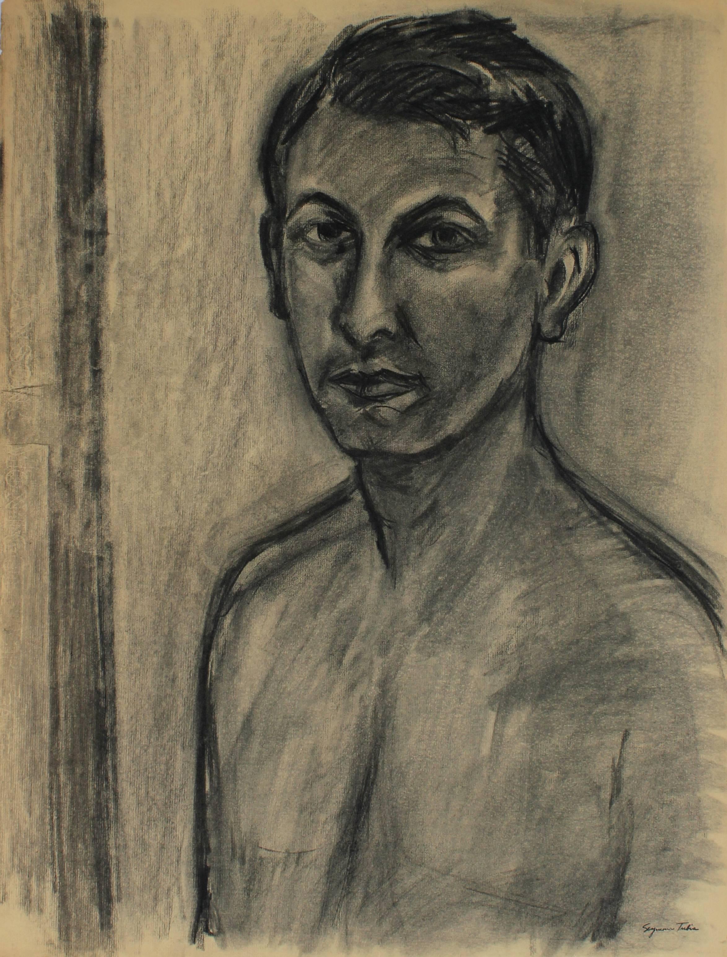 Artist Self Portrait in Charcoal, Circa 1950