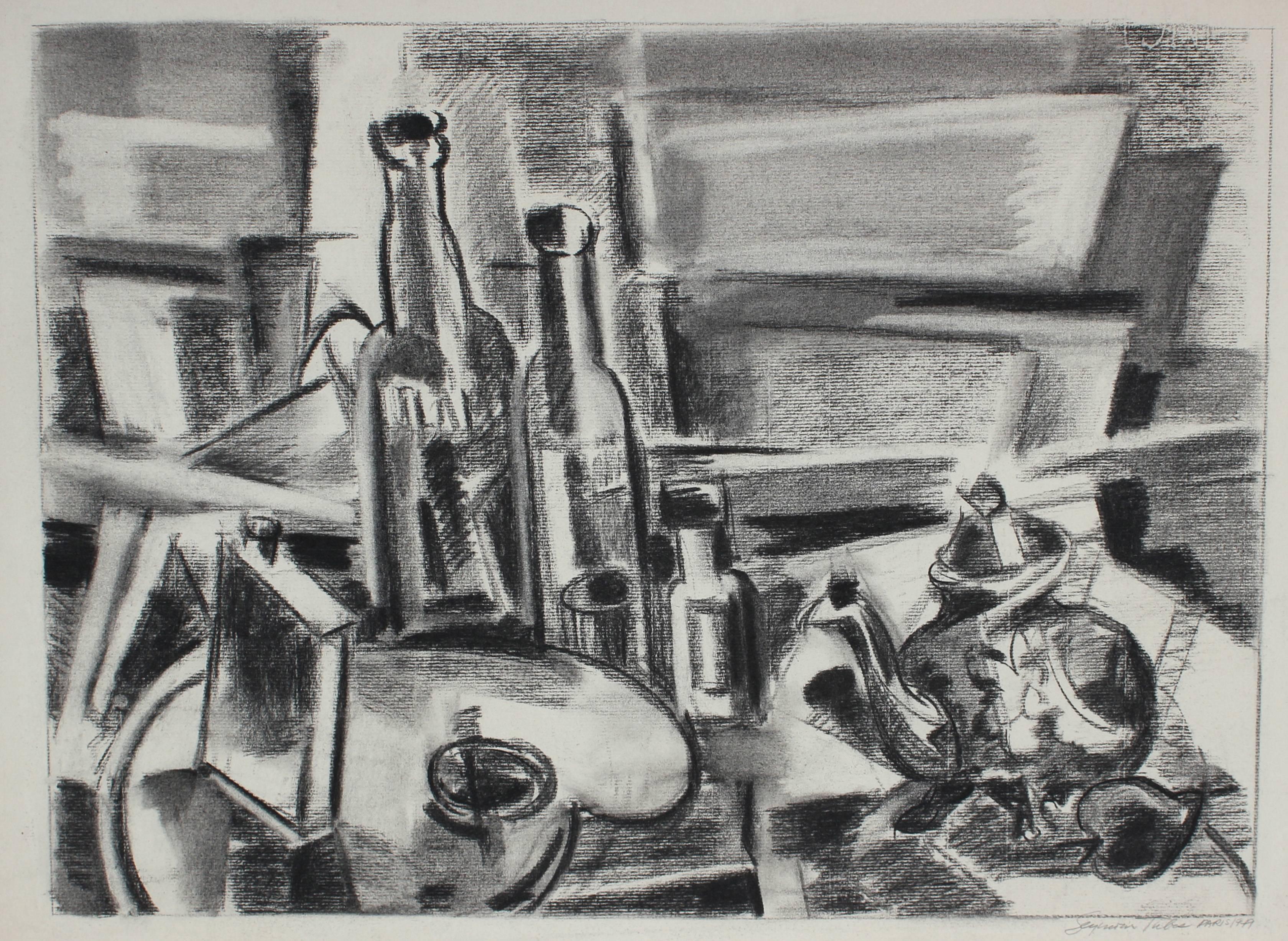 Seymour Tubis Still-Life - Cubist Charcoal Still Life, 1949