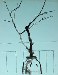 Still Life with Branches, Ink on Paper Mid Century