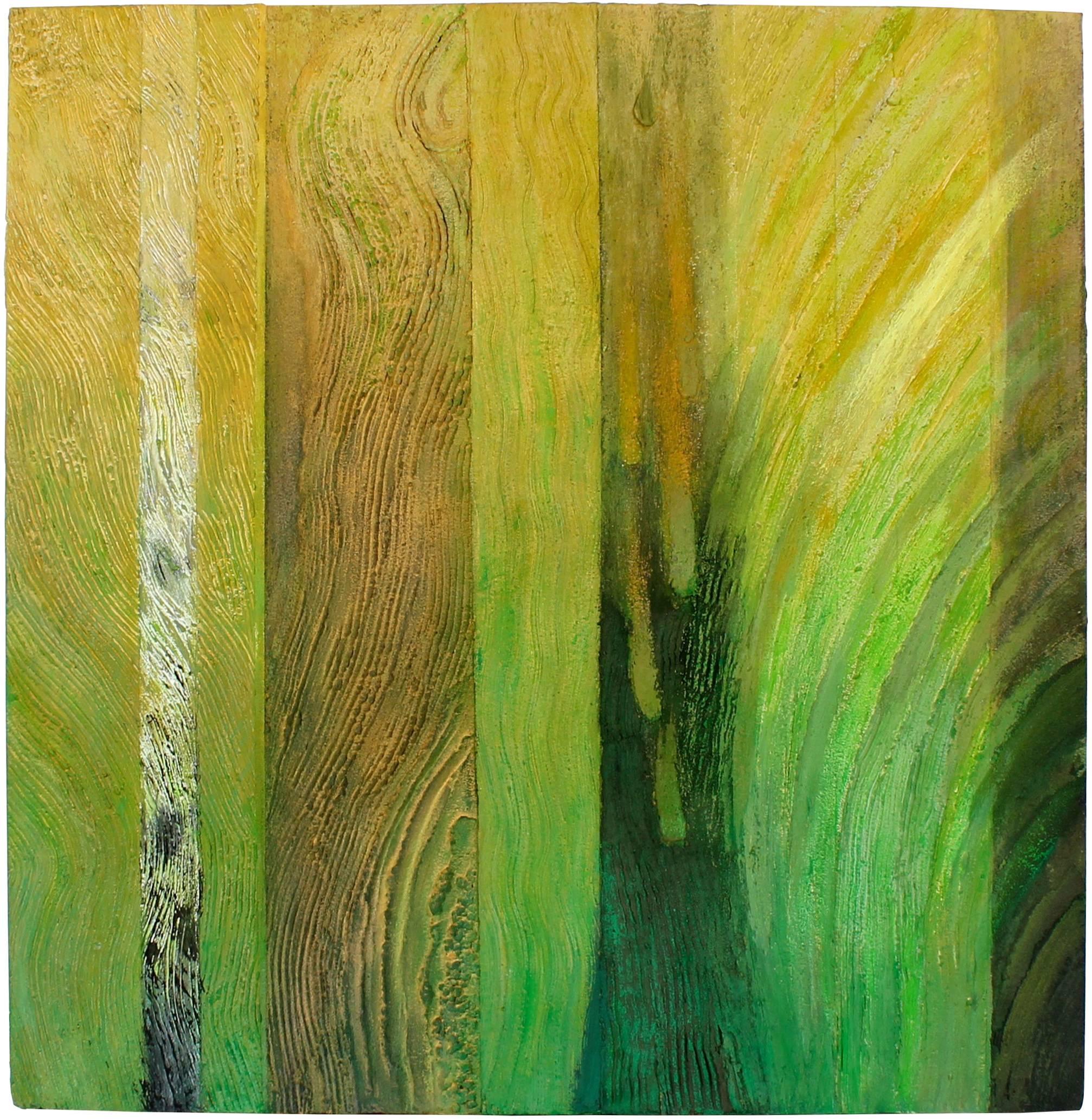 Hugh Wiley Abstract Painting - "To Forest Life" Large Textured Abstract in Green, 2006