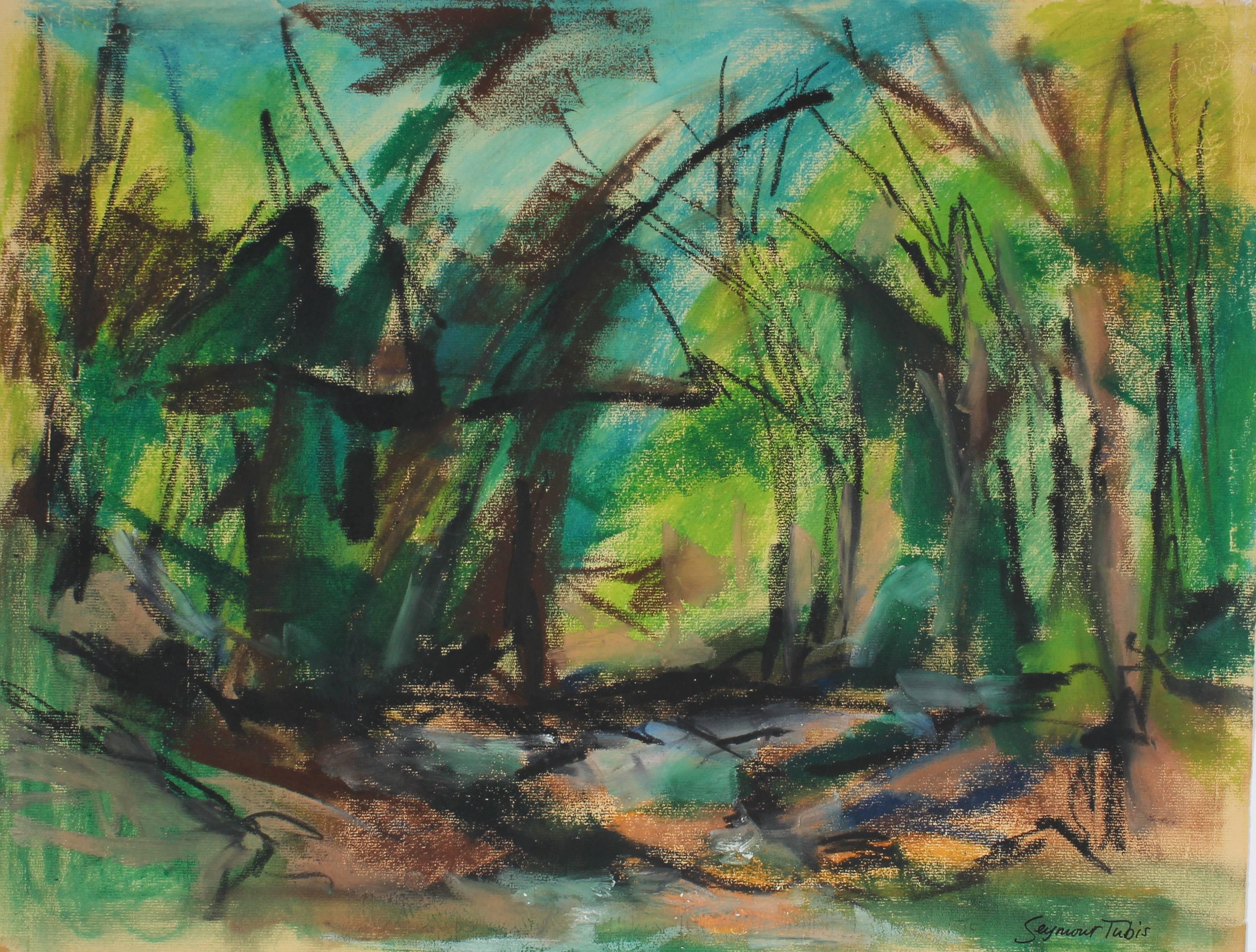 Seymour Tubis Abstract Drawing - Abstracted Forest Landscape