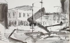 Monochromatic San Francisco Cityscape in Ink, 1976