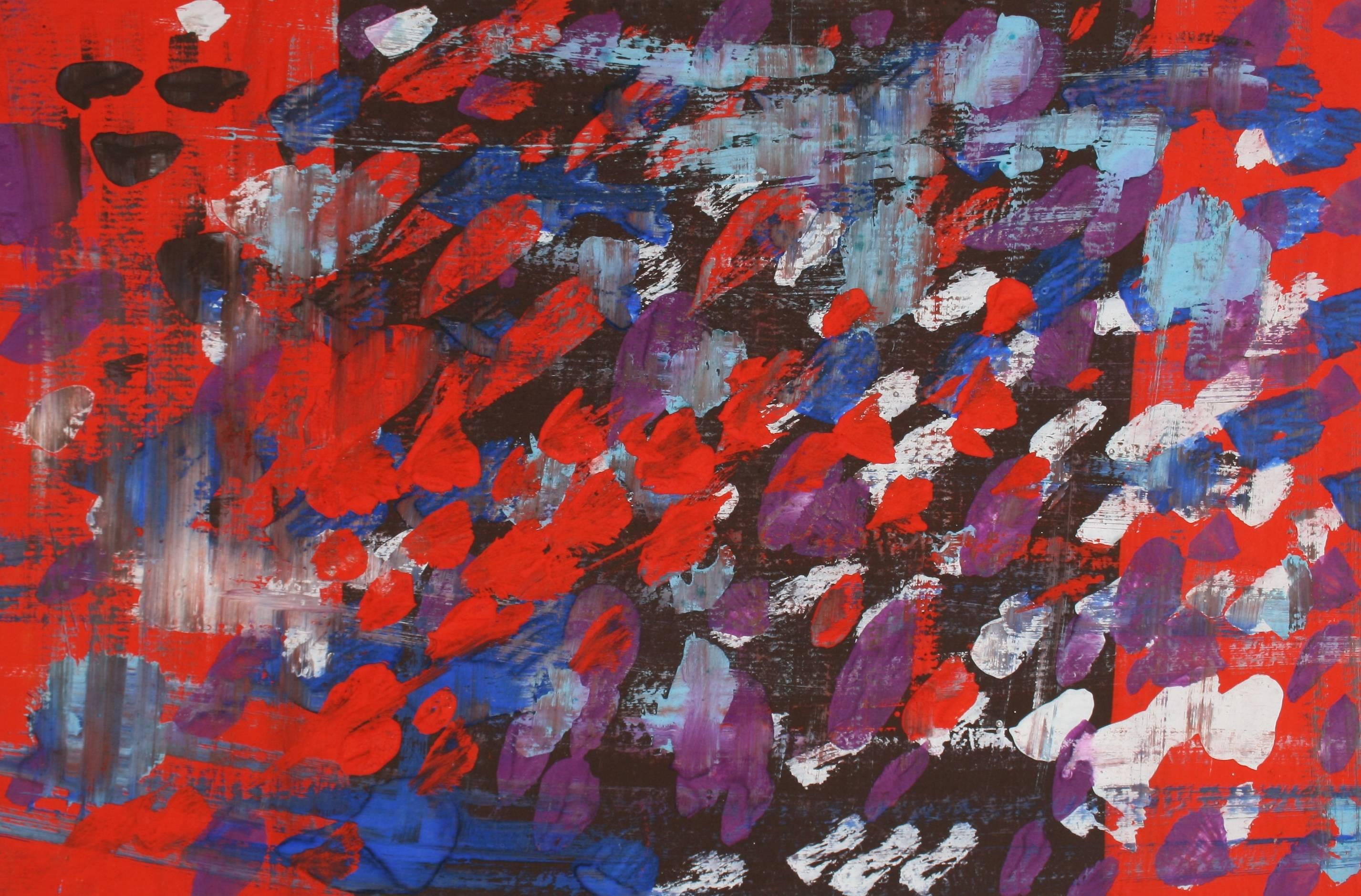 Jack Freeman Abstract Painting - Vivid Gestural Abstract in Red